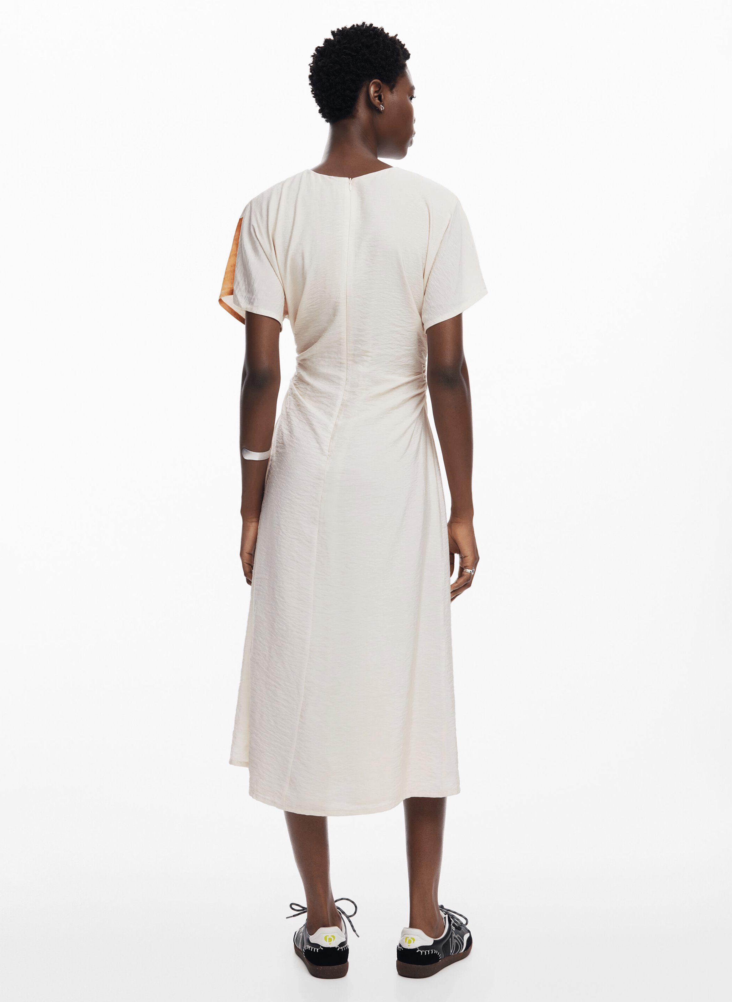 Robe midi imprimée à fleur | Marron
