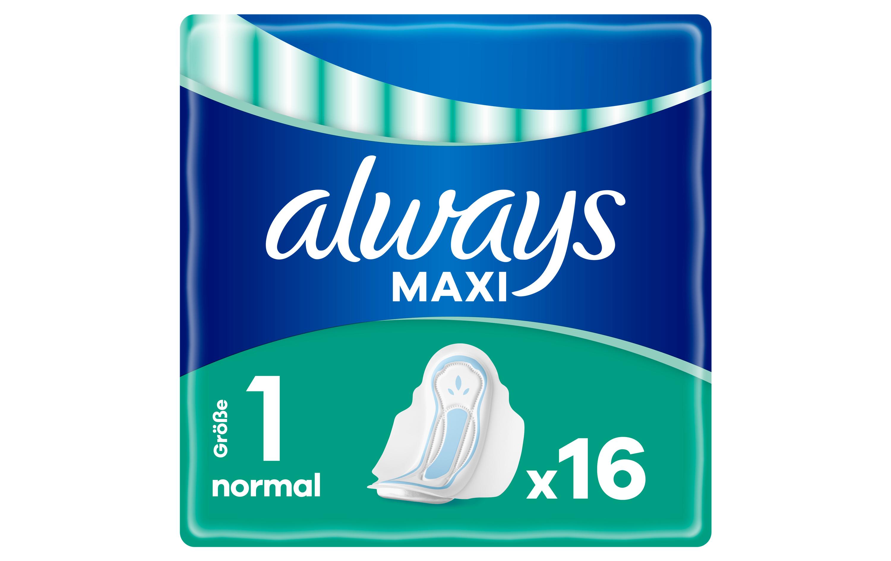 Binde mit Flügeln Maxi Normal 16 StückHochwertige Binden mit saugfähigem Kern