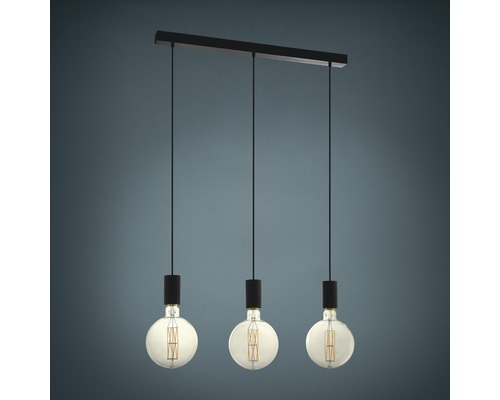 Hanglamp, 3-lichts, HxBxL 110x6,5x84 cm, zwart