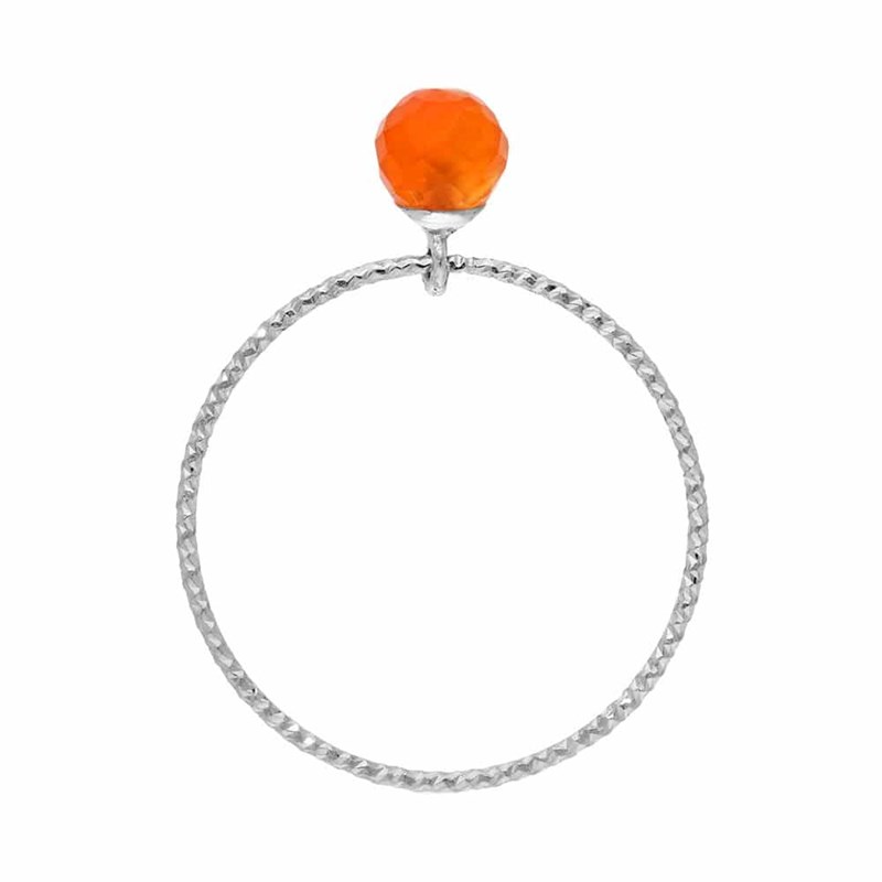 Bague Argent Rhodié Perle Cornaline