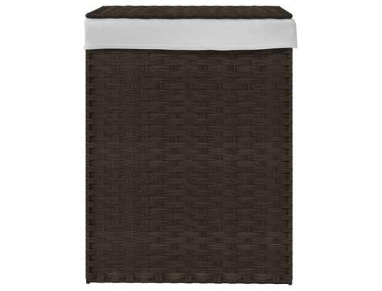 VIDAXL - Panier à linge avec couvercle marron foncé résine tressée