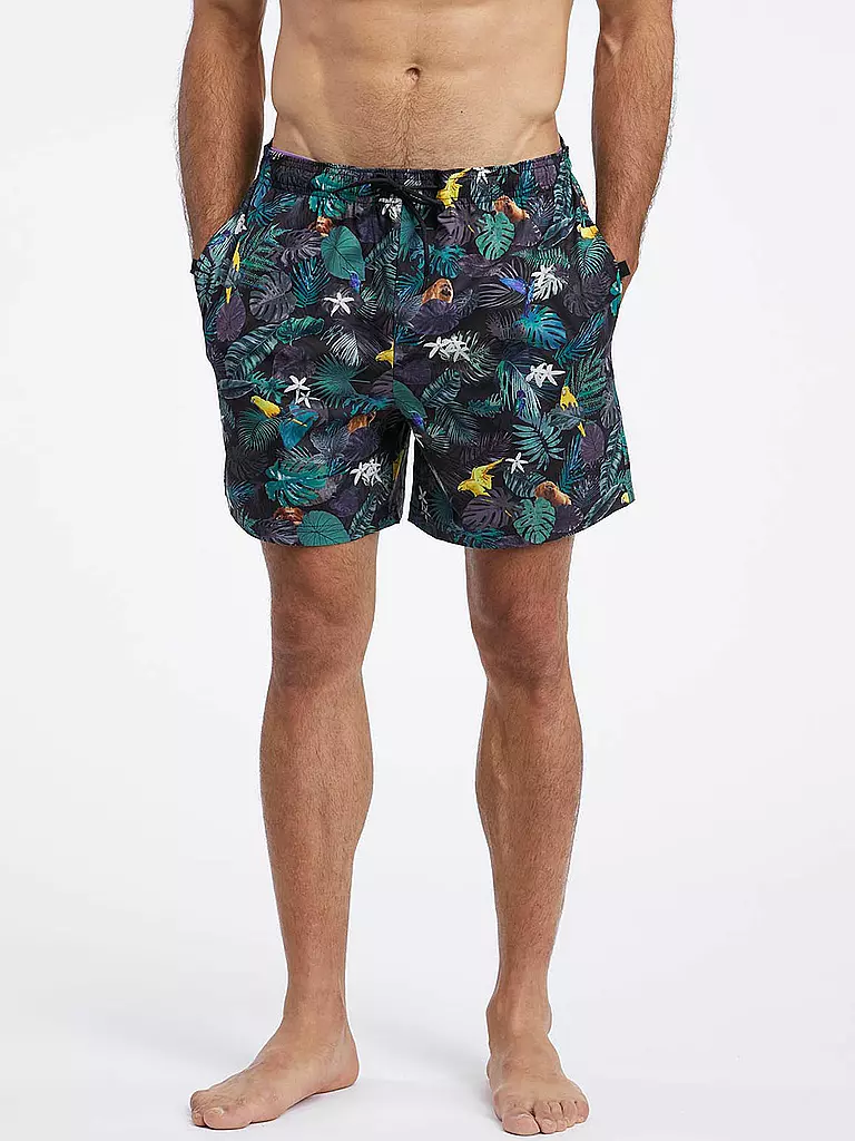 RAGWEAR Badeshorts STANNIS PRINT schwarz