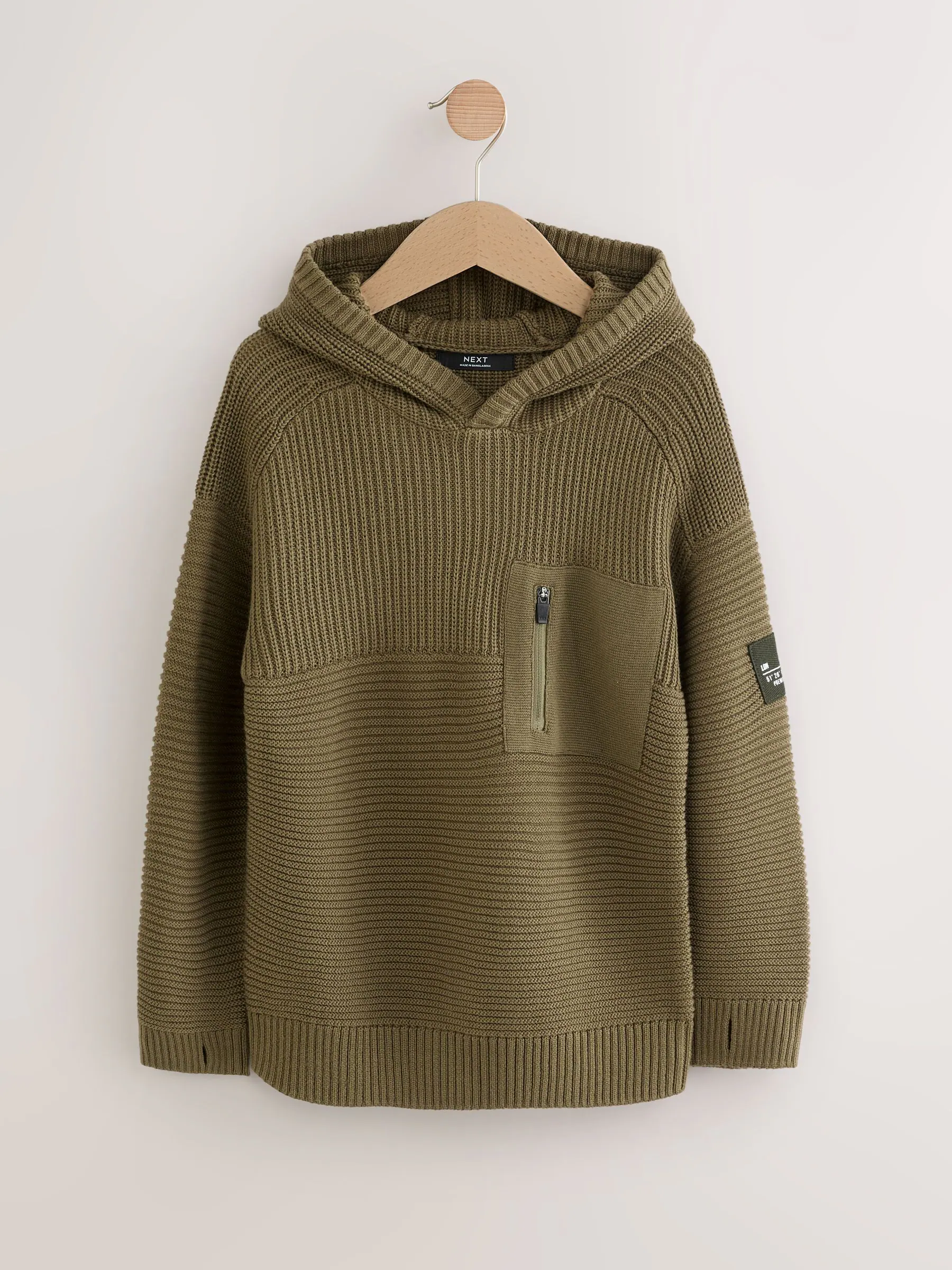 Kakigroen - Utility gebreide hoodie (3-16jr)