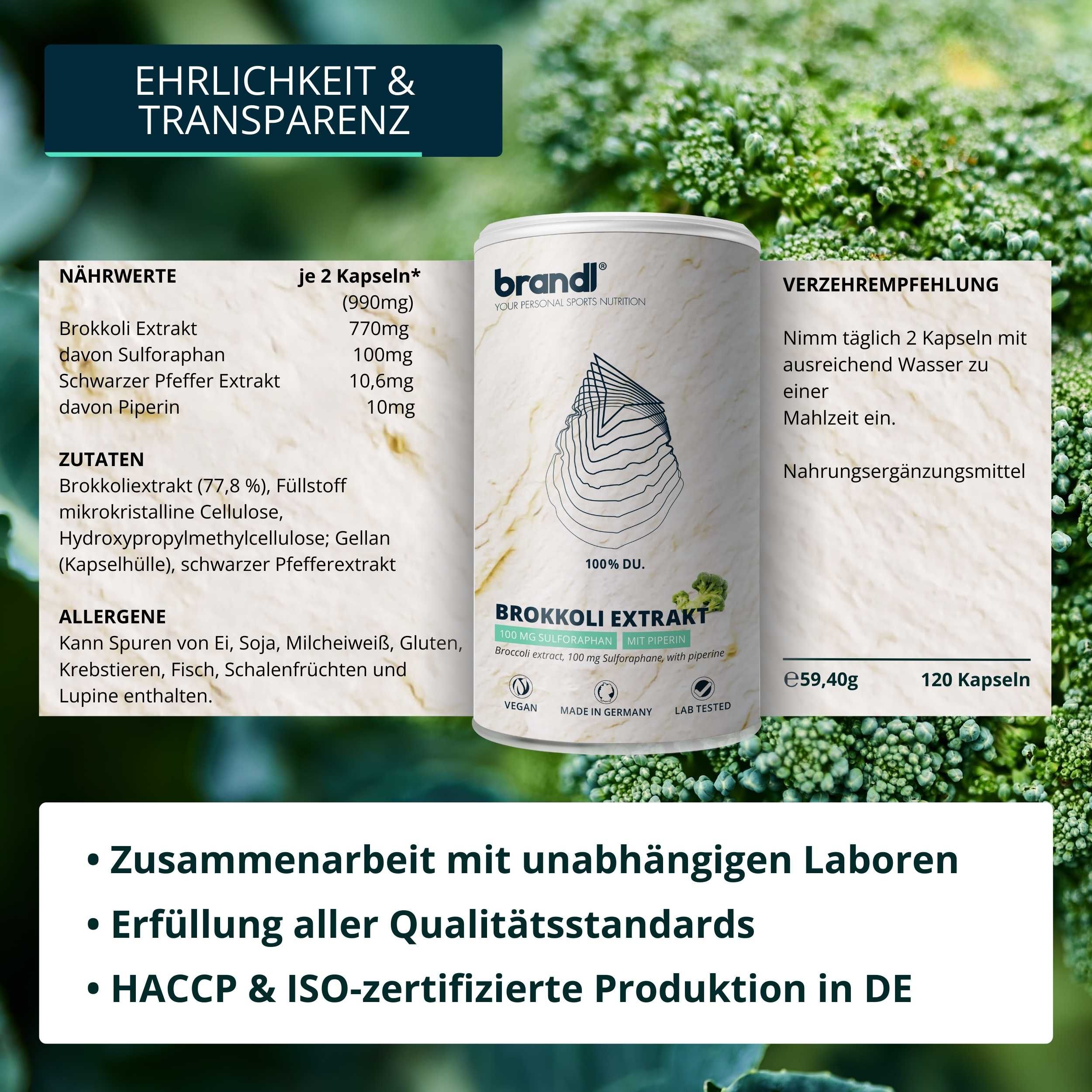 brandl® Sulforaphan aus Brokkolisprossen Extrakt mit Piperin