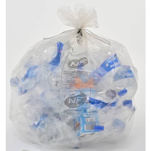 Sacs poubelle 100L flexigreen NFE  transparent 30µ lien classique Jet'Sac