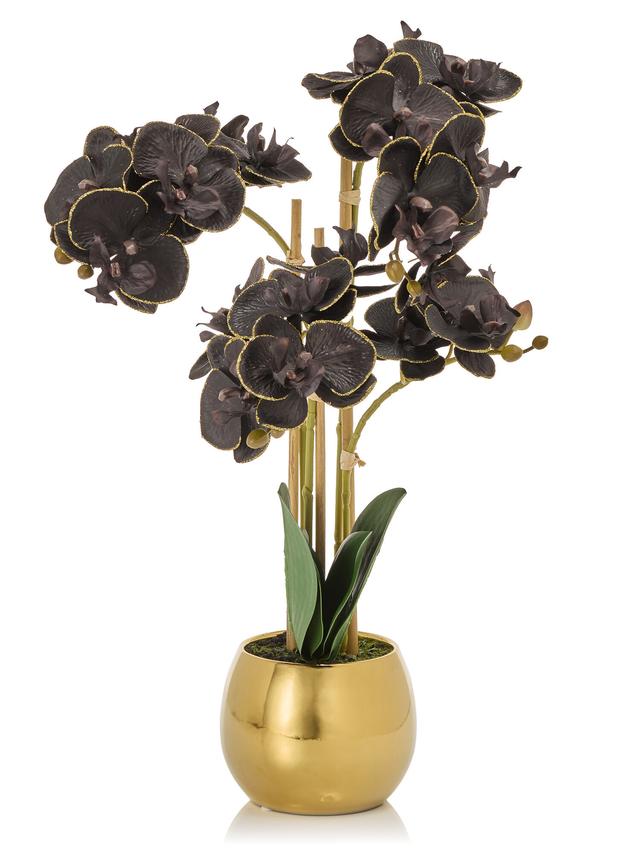 Deko-Orchidee in Gold-Keramiktopf, 51 cm