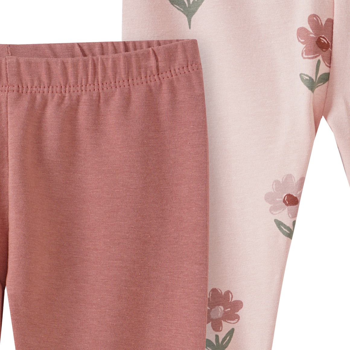 Topomini Pure Collection 2 Baby Leggings mit Blümchen rosa / dunkelrosa