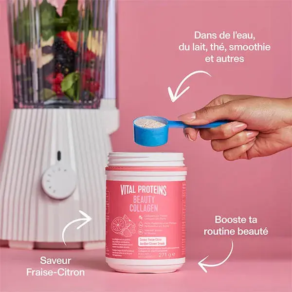 Vital Proteins Beauty Collagen Collagène, Acide Hyaluronique Fraise/Citron 271g - Lot de 3