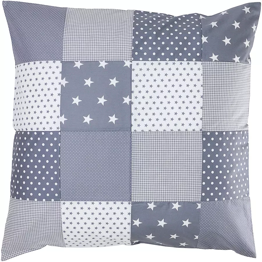Ullenboom Patchwork Kissenbezug 80 x 80 cm Graue Sterne