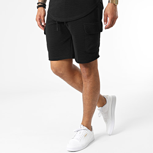 Ensemble Tee Shirt Capuche Et Short Jogging PP62-DD62 Noir