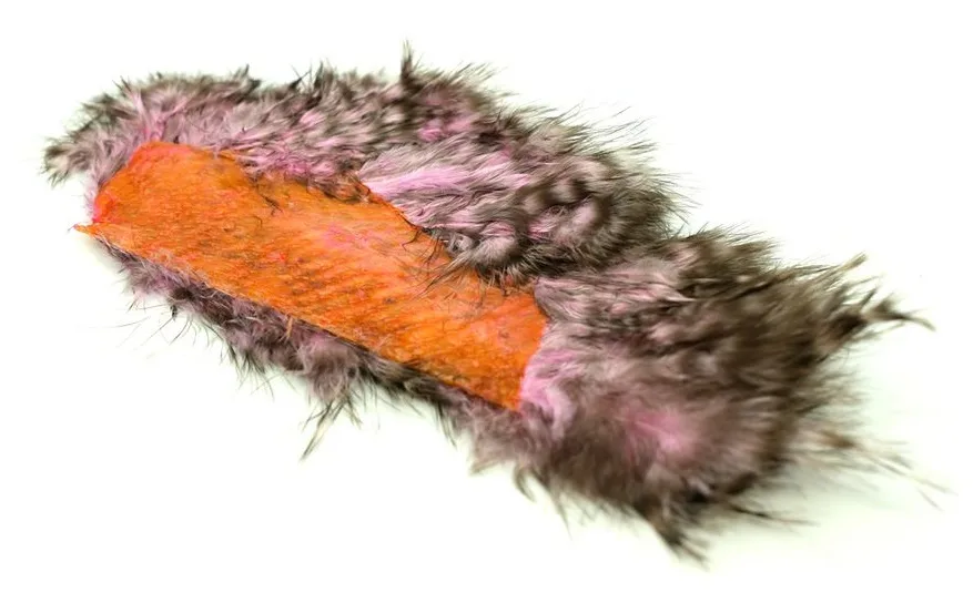 Whiting Mini Bird Fur Grizzly Dyed Shell Pink
