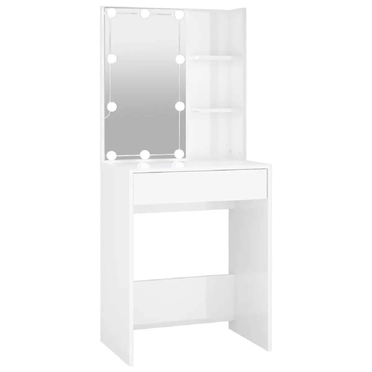 vidaXL Coiffeuse avec LED - Blanc Brillant