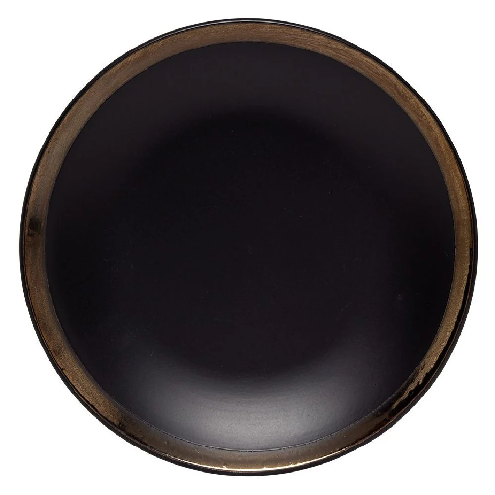 Assiette à dessert en faïence avec liseré doré