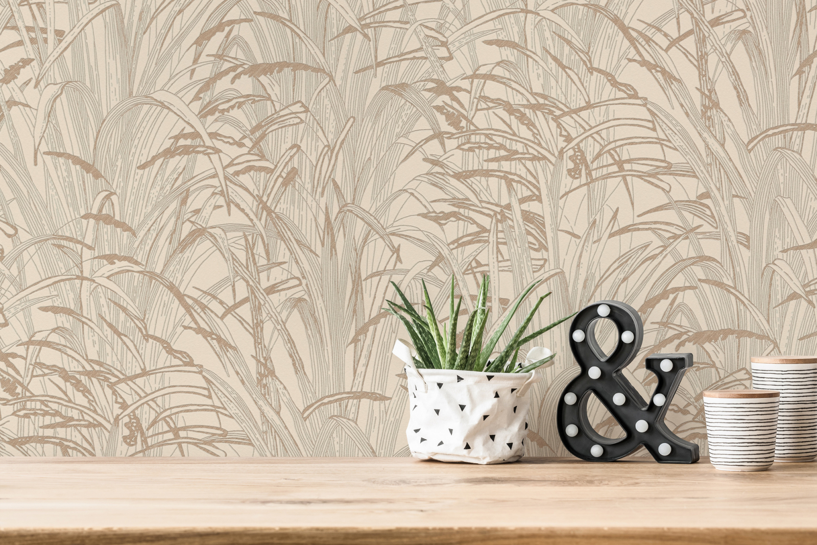 A.S. Creation Vliestapete - beige-creme - Pampasgras- 10 Meter