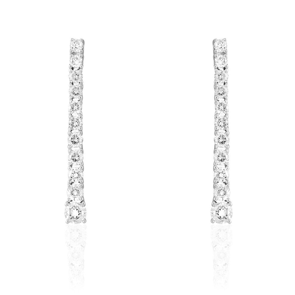 Boucles D'oreilles Puces Riviera Or Blanc Diamant