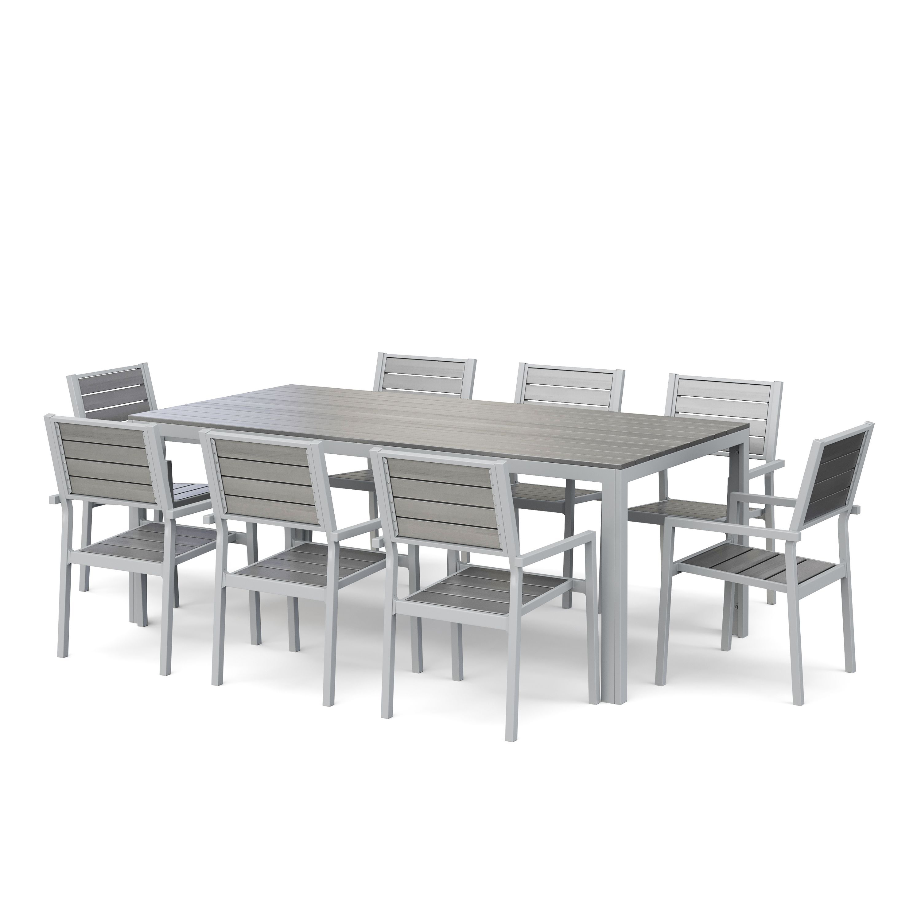 Gartenmöbel Set KAVO 8 Stühle grau