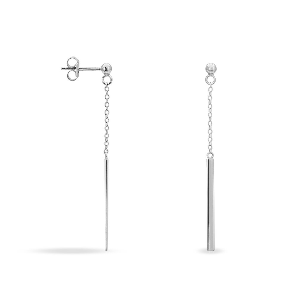Boucles D'oreilles Pendantes Katell Argent Blanc
