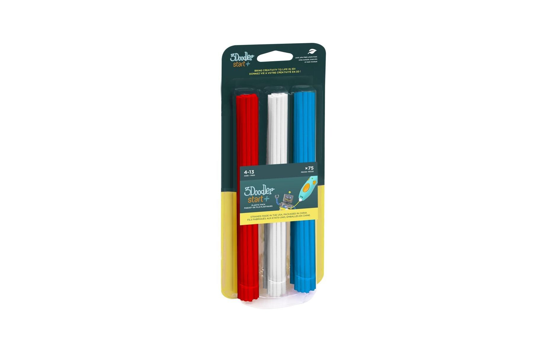 3D Pen Filament Start+ 75 Stück, Rot, Weiss, BlauPLA Set für 3Doodler