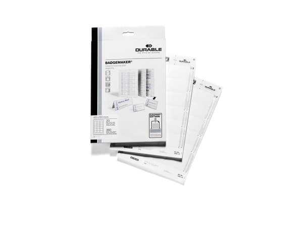 Durable for name Badge Inserts 40 x 60 mm, Hvit, Rektangel, Papir, 4 cm, 6 cm, 360 stykker