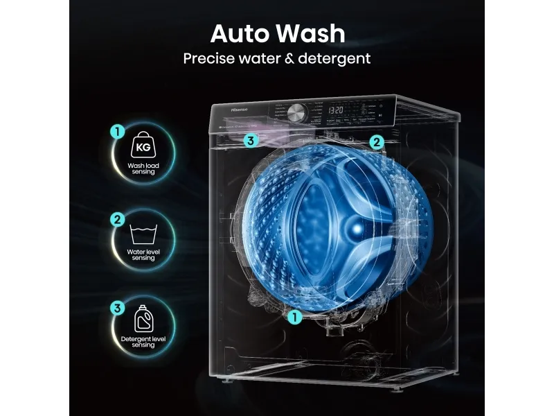 Hisense Vaskemaskine - WF5S1045BW BK040, Front-læsning, 10,5 kg, B, 72 dB, 1400 rpm, A