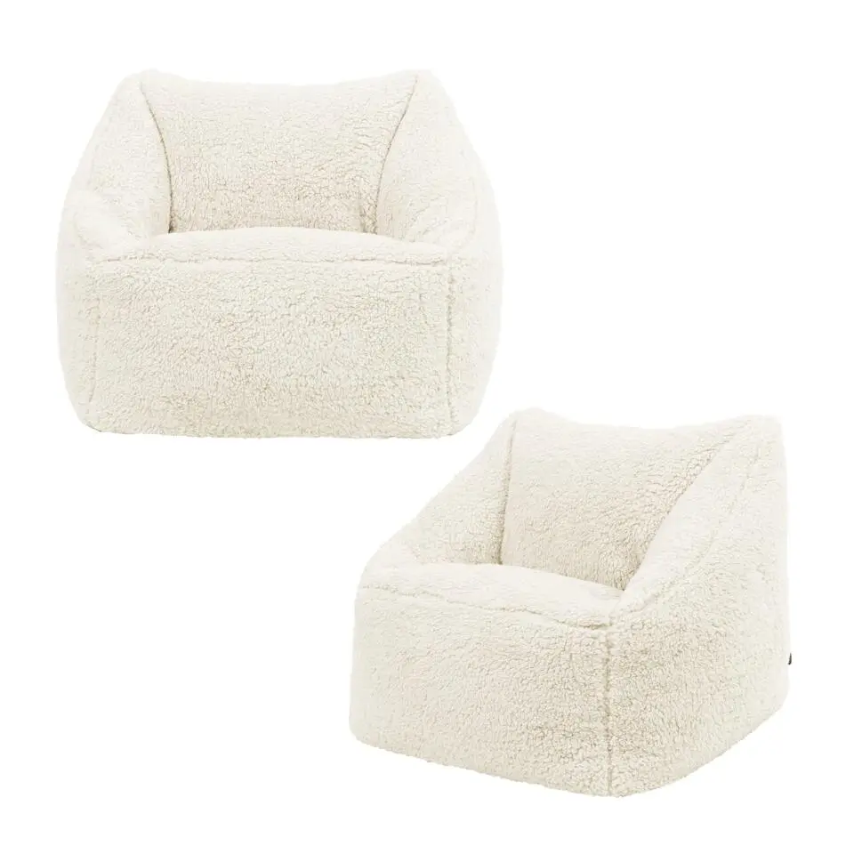 Set van 2 icon Kindersitzakken Teddybeer - Fleece Zitzak - Crème