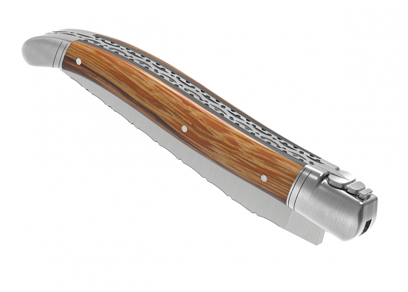 Couteau Laguiole prestige avec un manche en bois de serpent et mitres en acier inoxydable