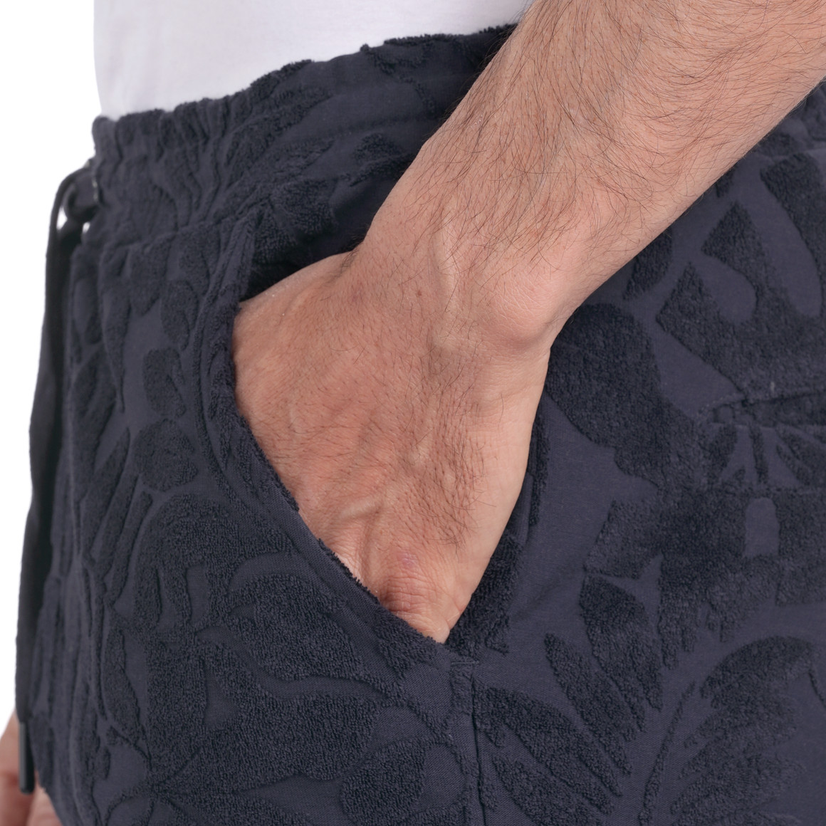Jonas Nielsen Herren Shorts mit Frottee-Muster dunkelblau