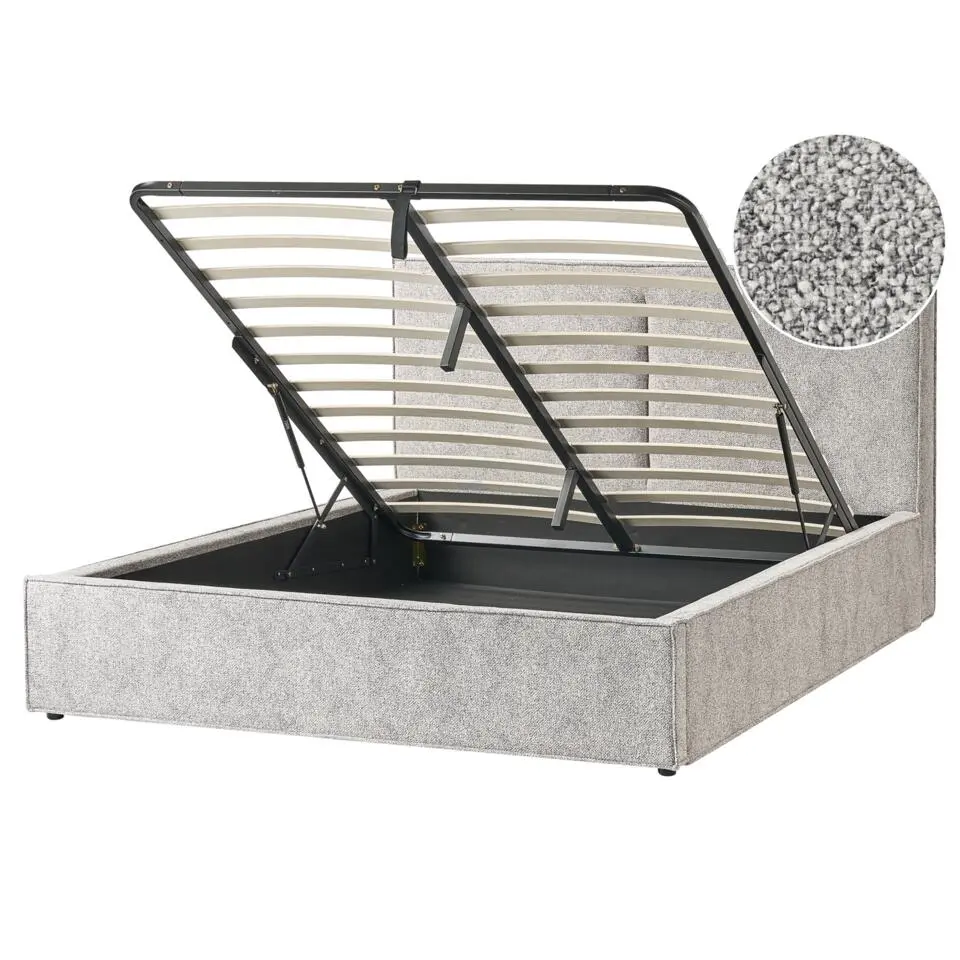 MOISSAC - Bed met opbergruimte - Zwart/Wit - 160 x 200 cm - Gebreid