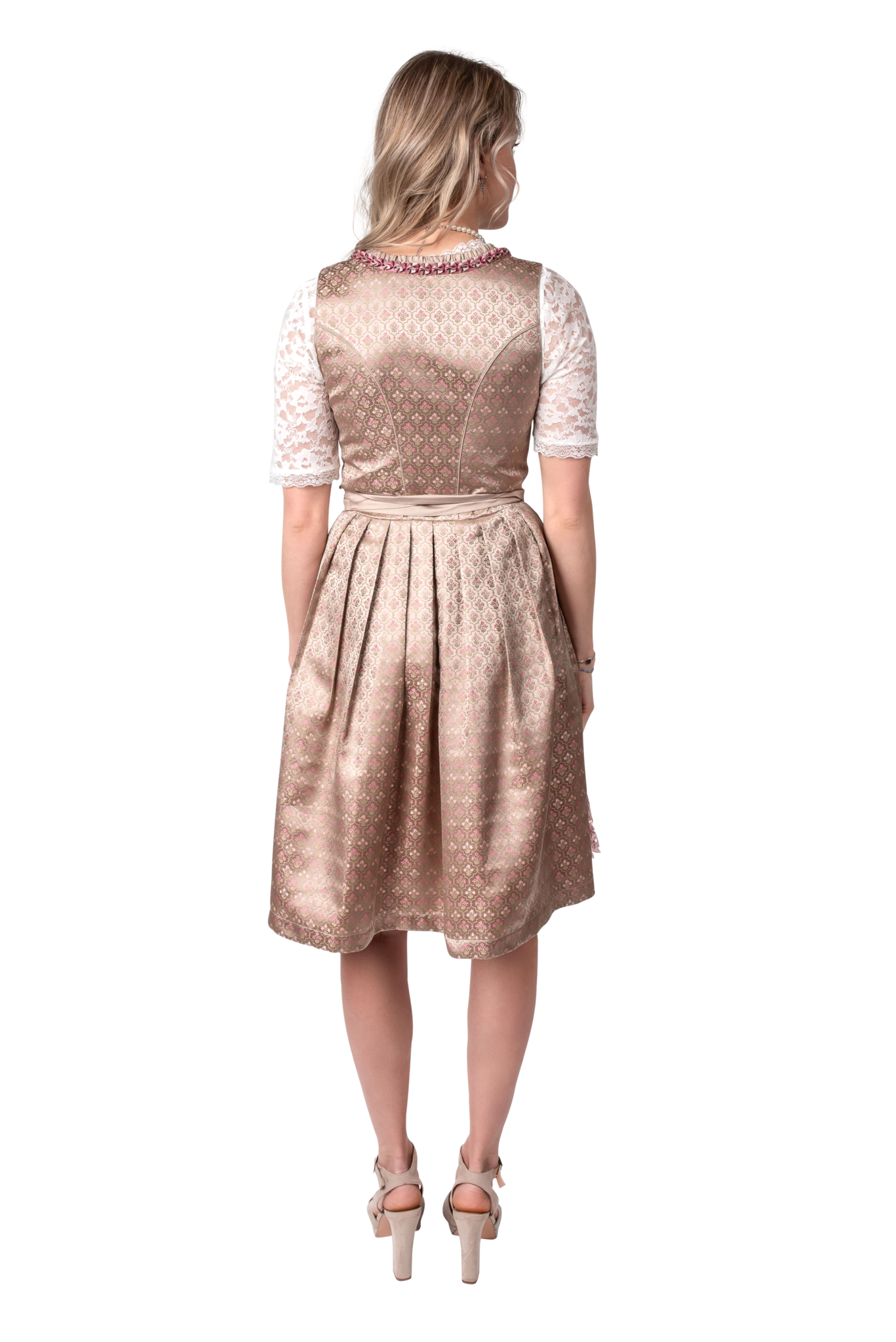 Goud Roze Dirndl Jurk Oktoberfest Dames 2 Delig