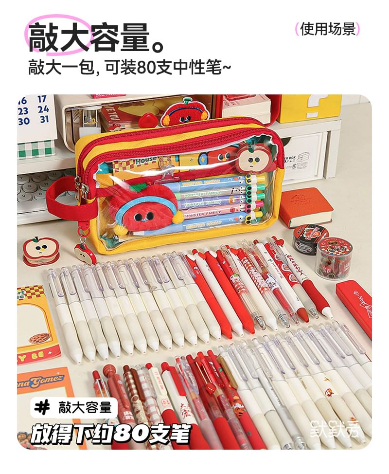 Momoi - Cartoon Apple Zip-etui / Broche / Bedel / Memoblok / Set