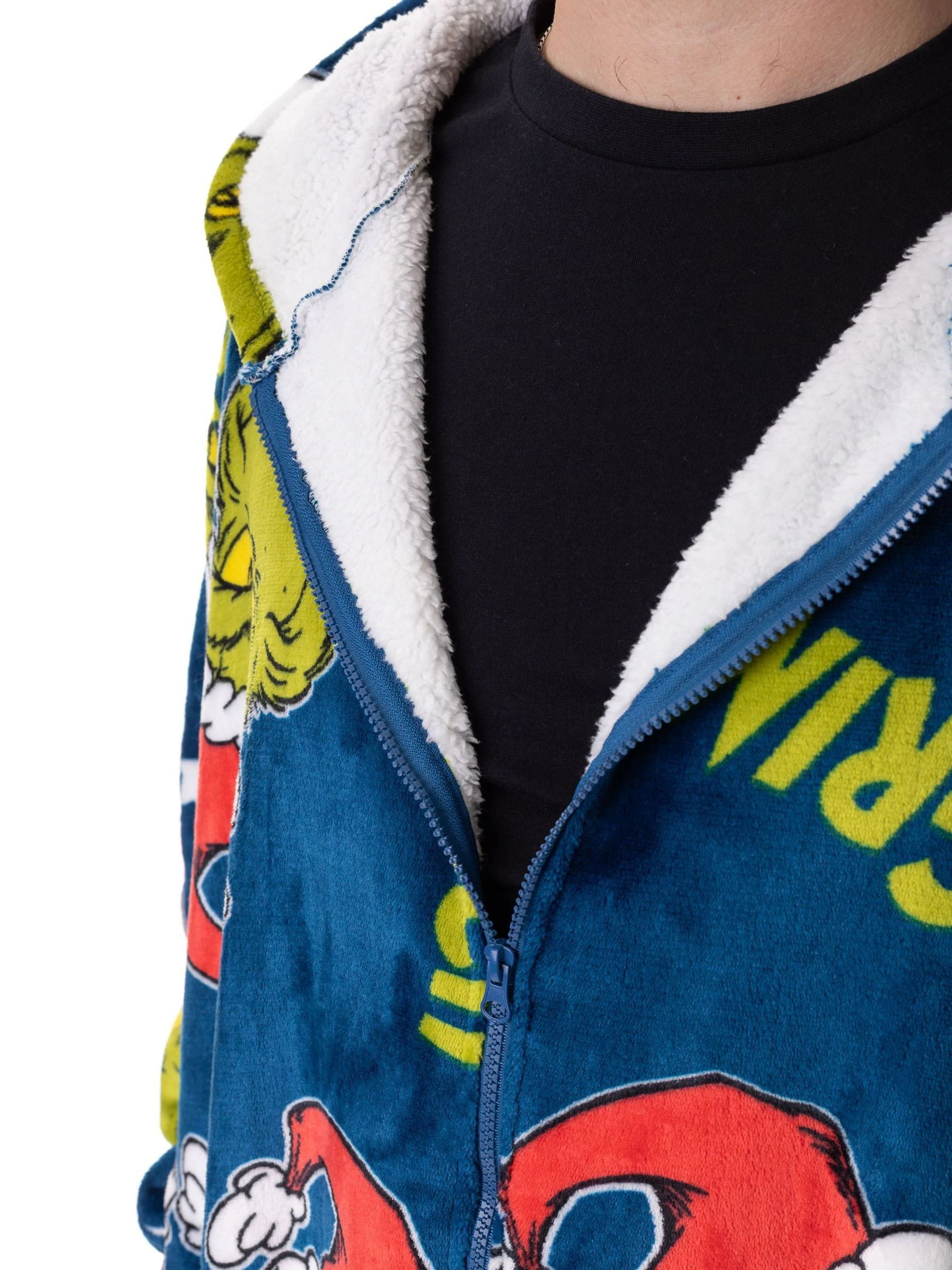 Vanilla Underground Uniseks The Grinch deken hoodie met rits voor volwassenen