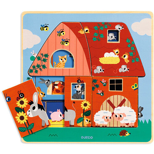 Djeco puzzel boerderij chez moo - 12st