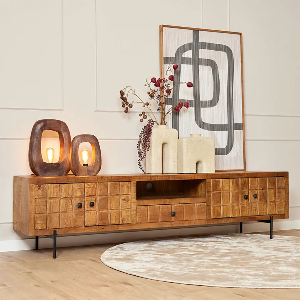 Furndea Cubical tv-meubel mangohout - 40x220x55 cm
