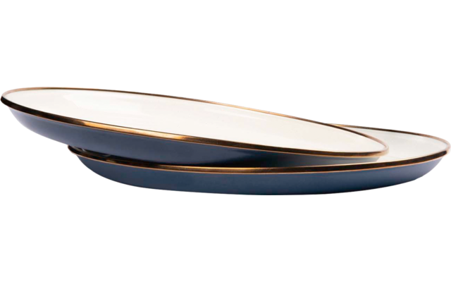 Barbones Enamel Emaillen Tellerset 2 teilig blau