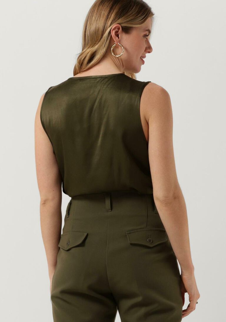 SUMMUM groene summum top singlet silky satin