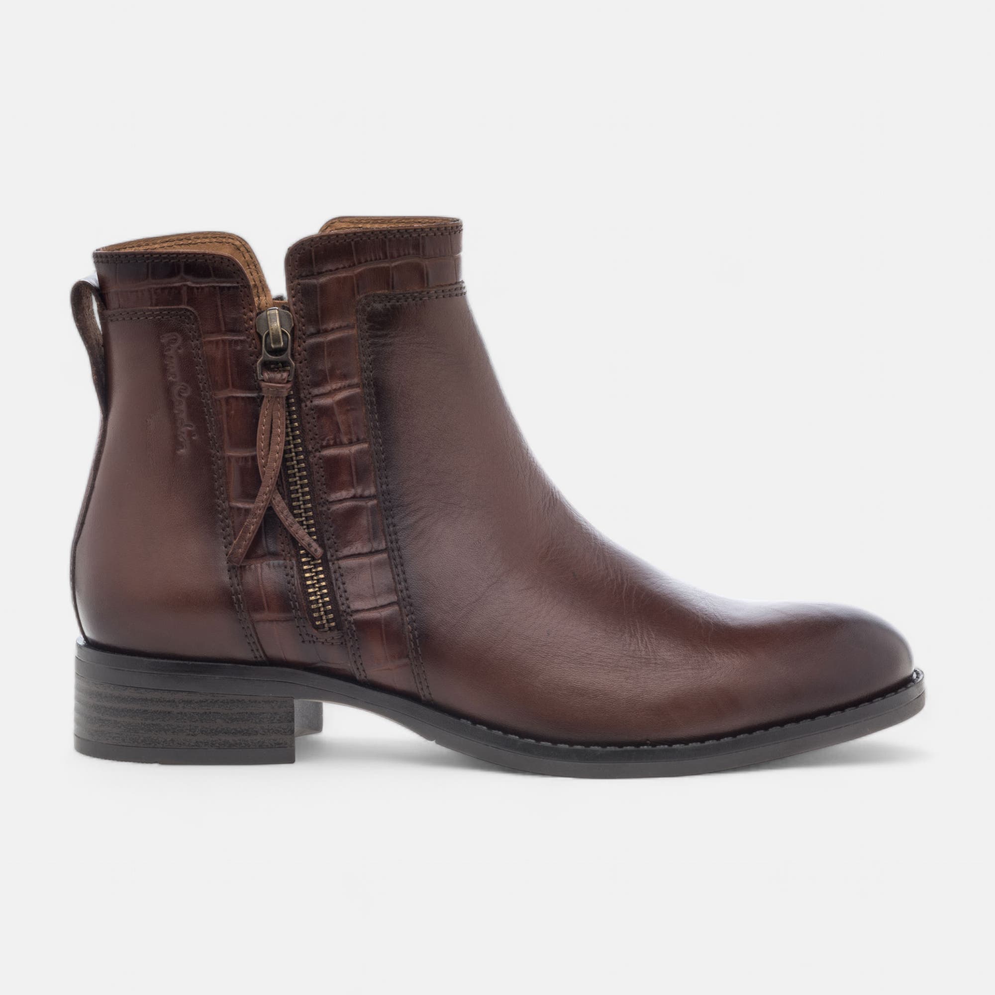 Bottines Femme en cuir cognac