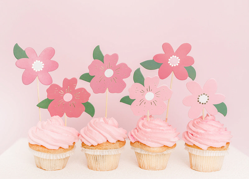 Caketopper Bloemen 14,5cm 8st