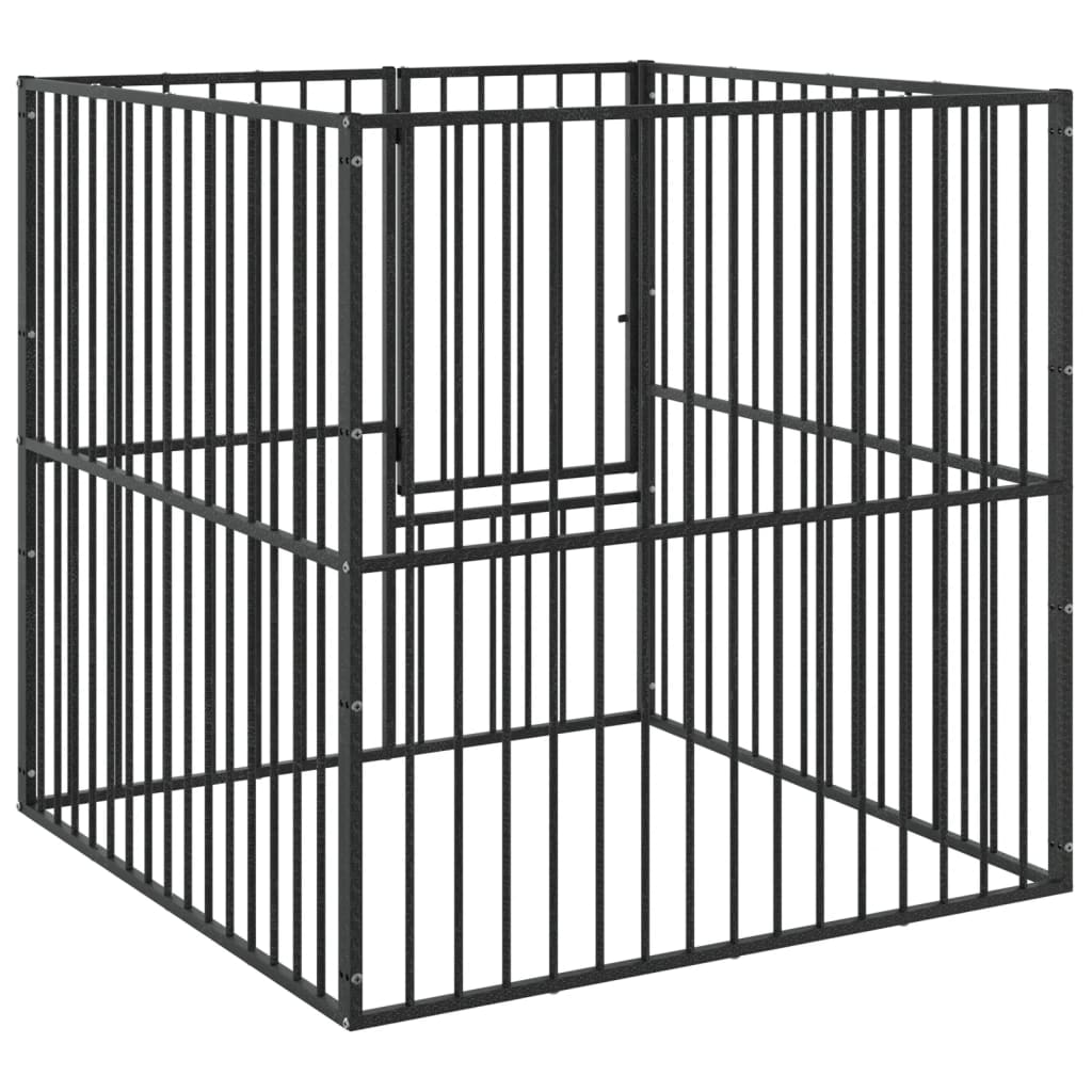 Parque para cães vidaXL com 12 painéis, aço galvanizado preto