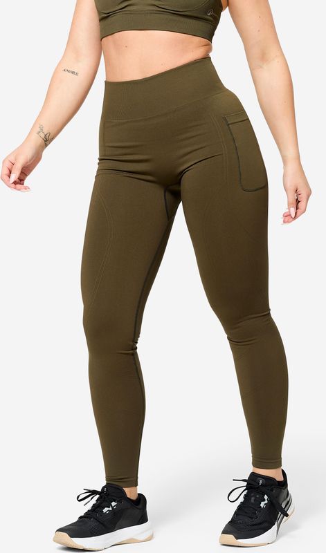 Push-up dameslegging met hoge taille donkergroen