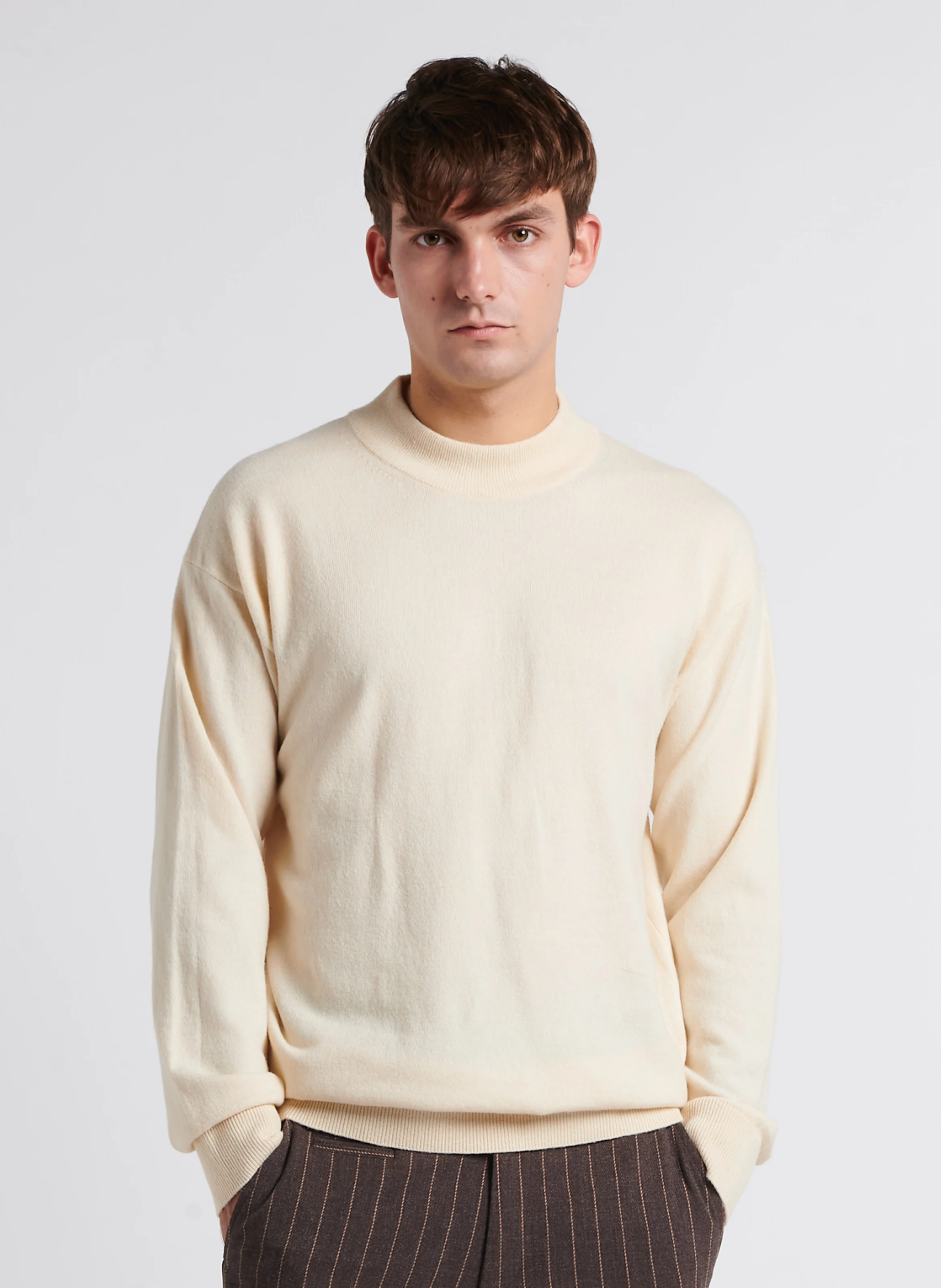 Pull col rond| Beige