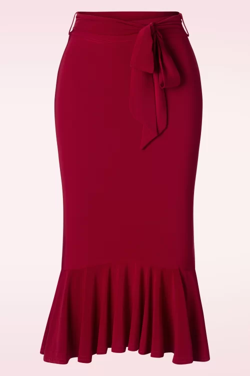 Vintage Chic for Topvintage Naomi Ruffle pencil rok in rood
