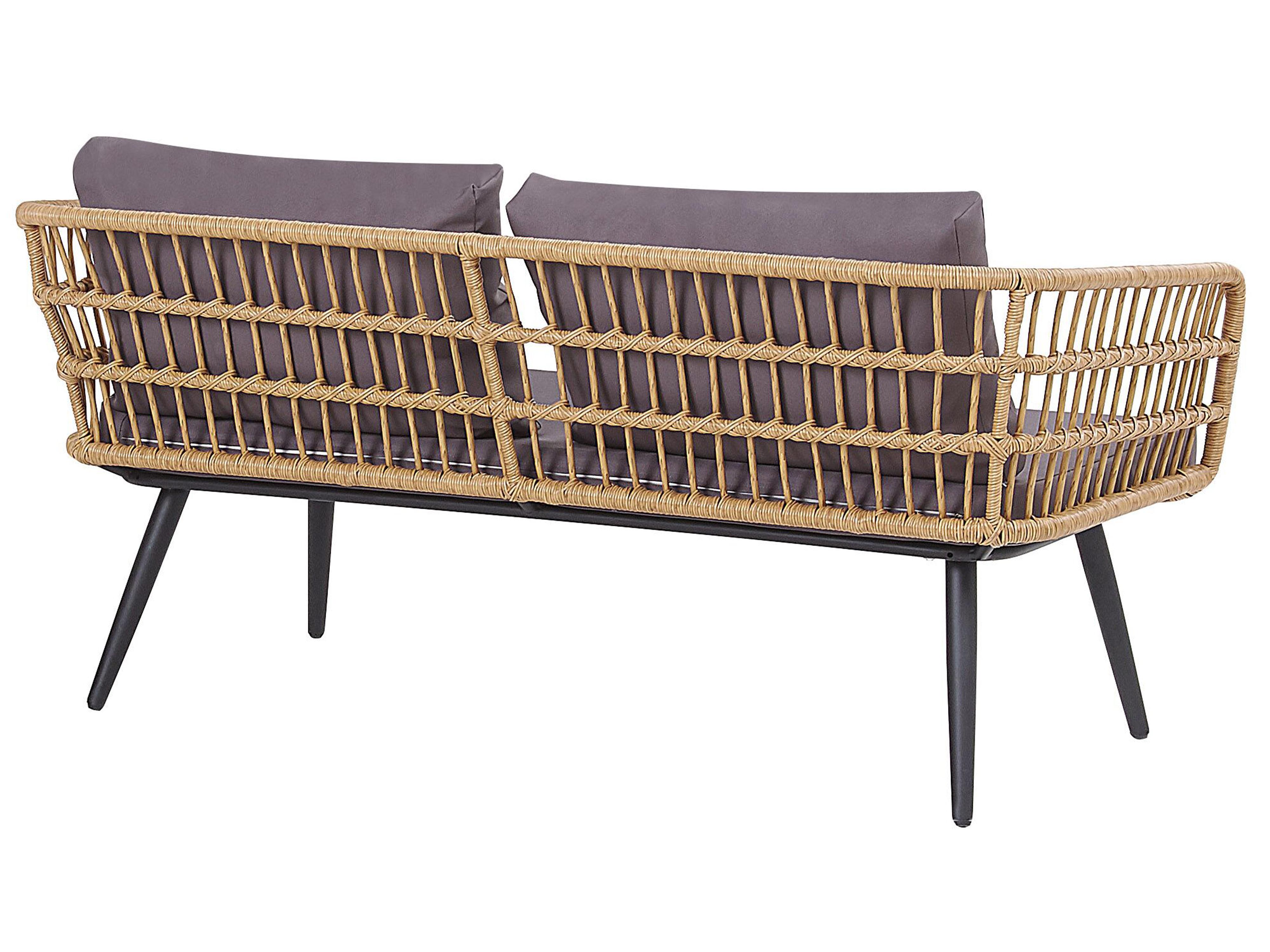 Loungeset met tafel 4-zits FOBELLO PE rotan Beige