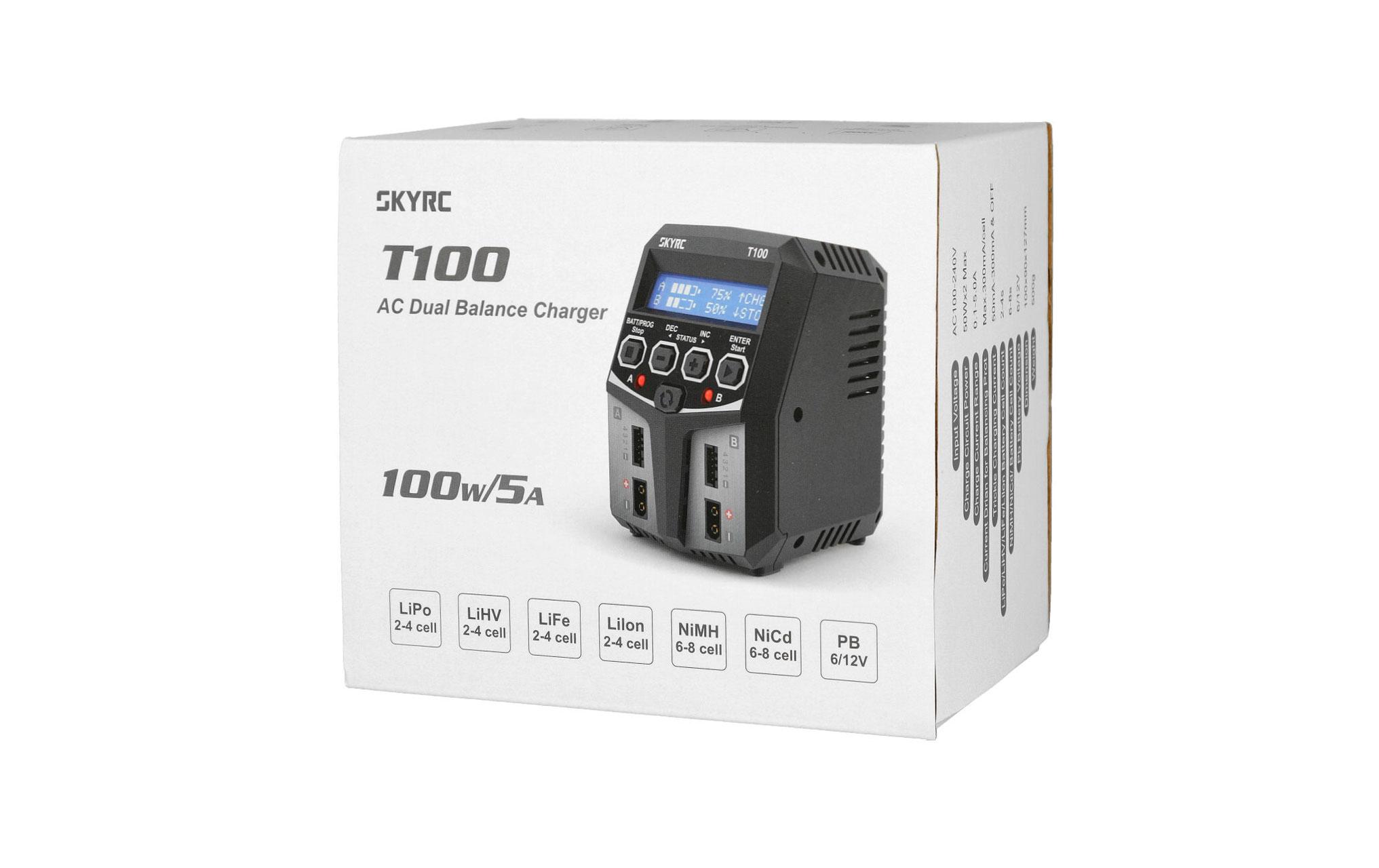 Dual-Ladegerät T100 2-4S2-Kanal Ladegerät für 2-4S LiPo Akkus