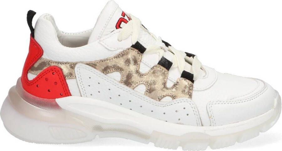 Braqeez 421270-500 Meisjes Lage Sneakers Wit Print Leer Veters