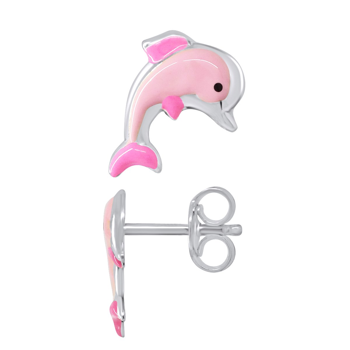 Boucles d'Oreilles DAUPHIN ROSE - Argent 925
