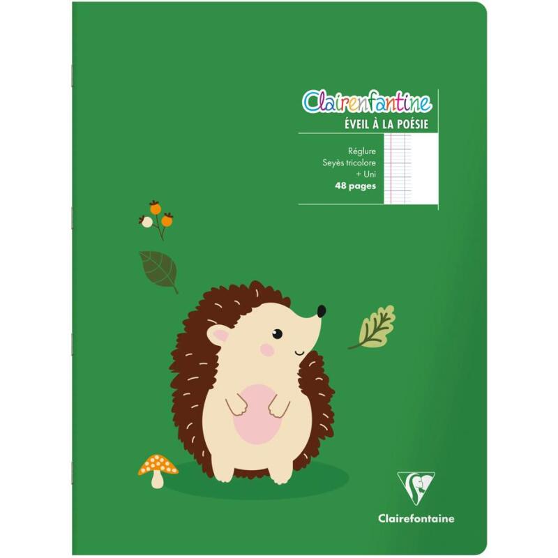 Cahier de poésie piqué Clairenfantine 24x32cm 48p grands carreaux + uni Couleur aléatoire - Assortis