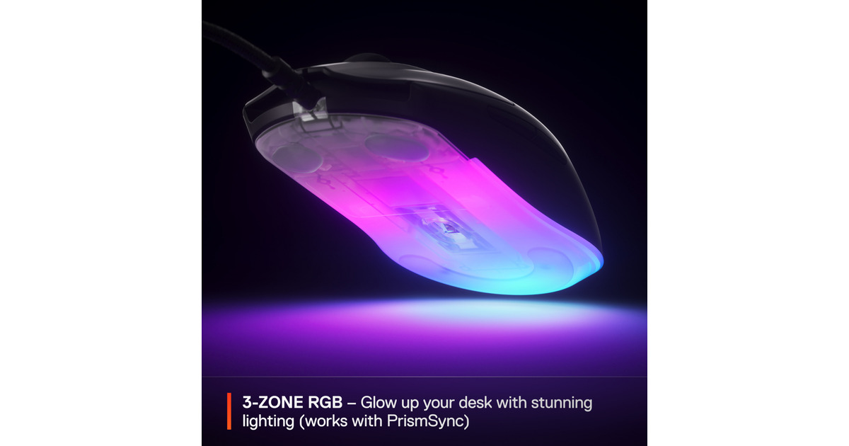 SteelSeriesRival 3 Gen 2 gaming muis  (Zwart, 8.500 dpi, RGB leds)