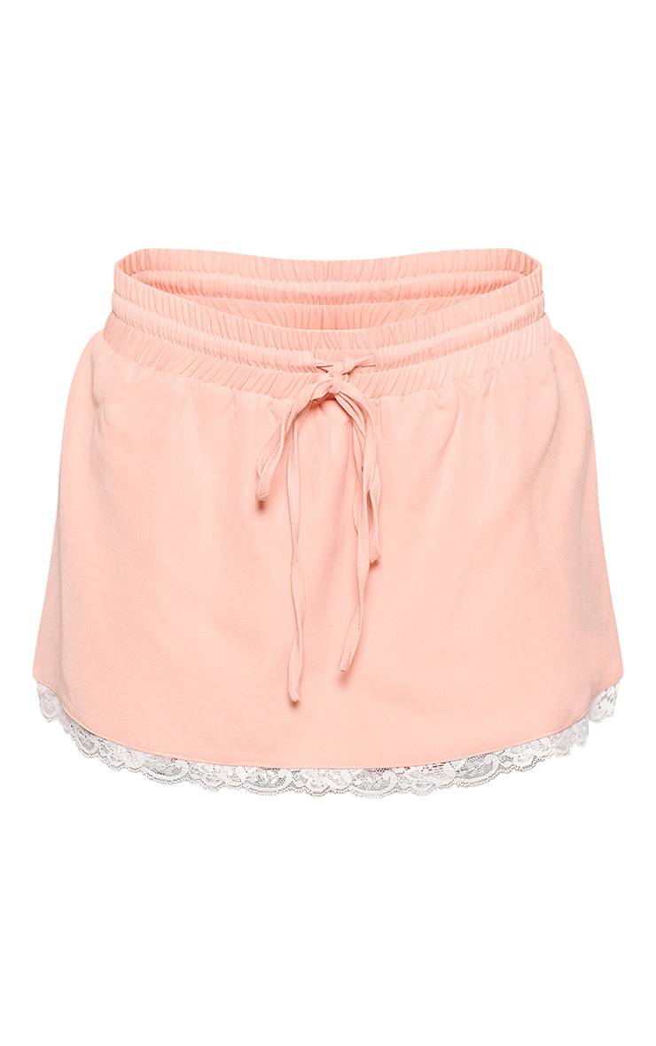 Pêche Jupe-short Tissée À Cordon De Serrage Et Ourlet En Dentelle