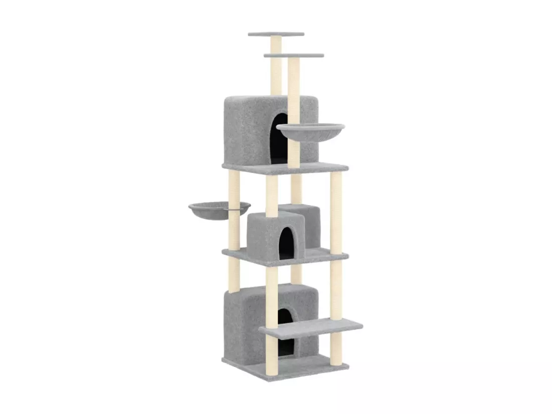 Arbre à chat avec griffoirs en sisal Gris clair 180 cm