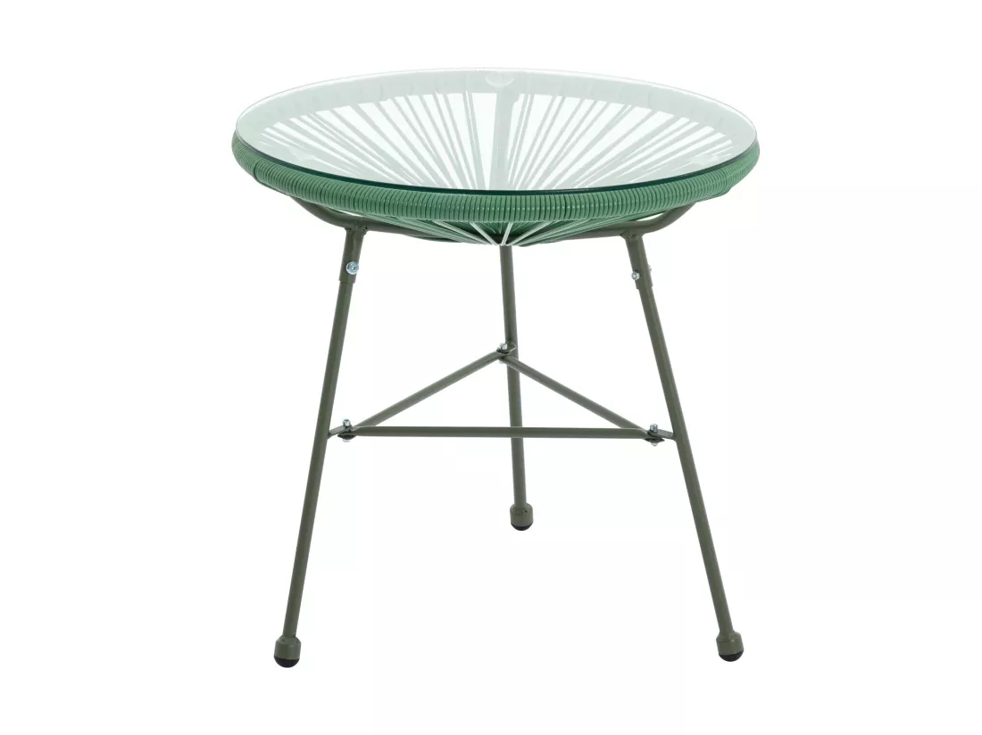 Salon de jardin en fils de résine tressés : 2 fauteuils et une table - Kaki - ALIOS III de MYLIA